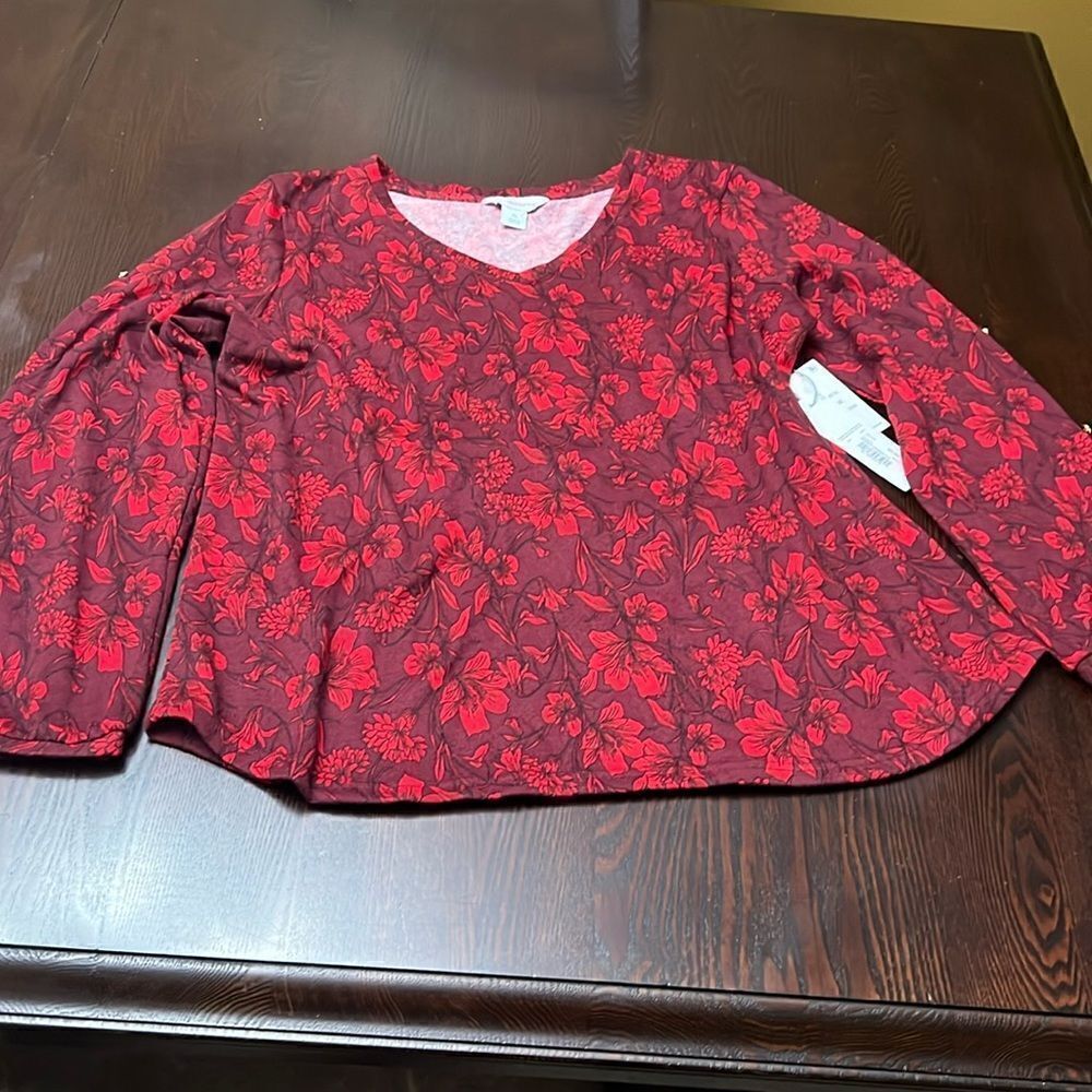 Liz Claiborne Cold Shoulder Long Sleeve Top Size XL